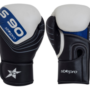 Leren bokshandschoenen Starpro S90 | zwart-wit-blauw