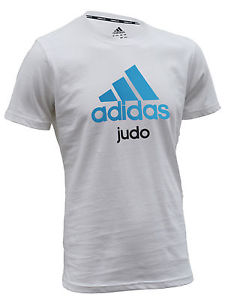 Adidas judo T-shirt | wit met blauwe opdruk | MET KORTING