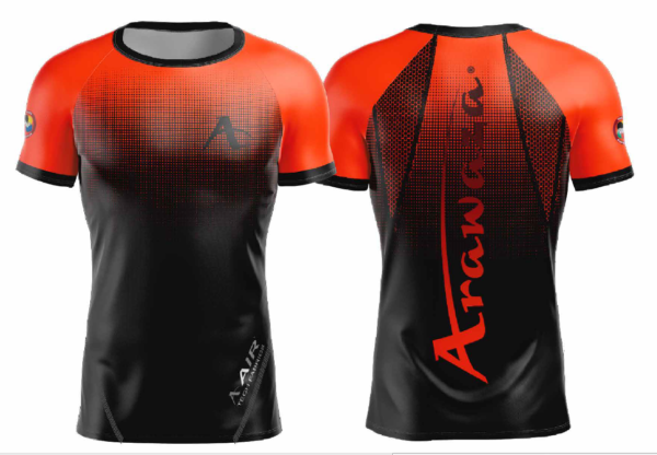 T-shirt Arawaza | dry-fit | zwart-oranje