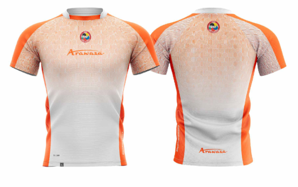 T-shirt Arawaza | dry-fit | wit-oranje