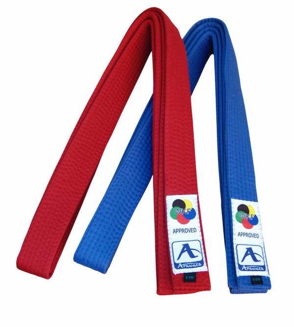 Karateband voor kumite Japanse stijl Arawaza | rood & blauw