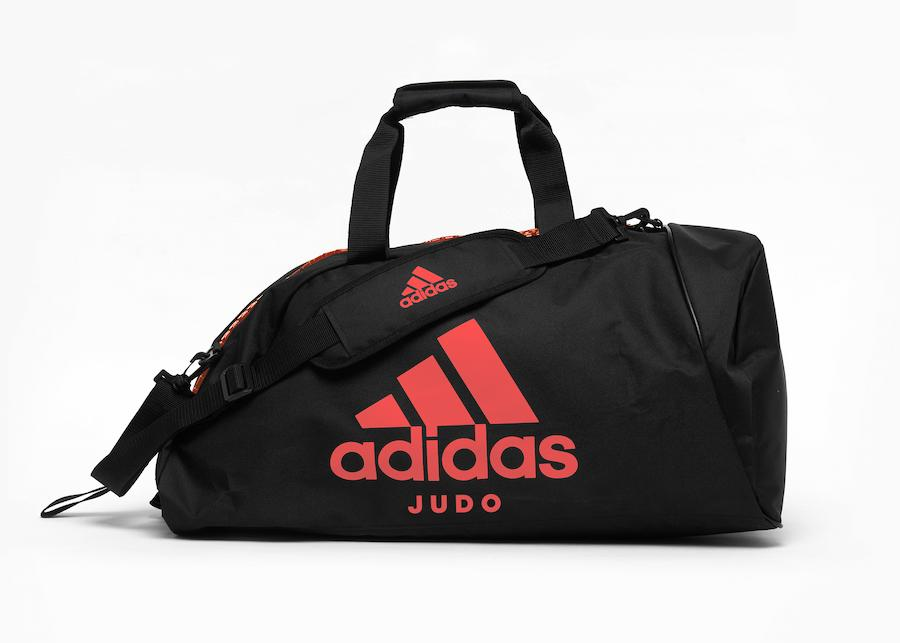 Judotas Adidas – sporttas en rugzak ineen | zwart-rood