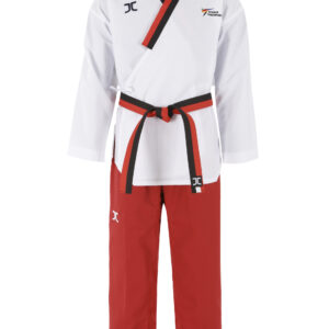 JCalicu poomsae taekwondopak poom voor dames | WT | wit-rood
